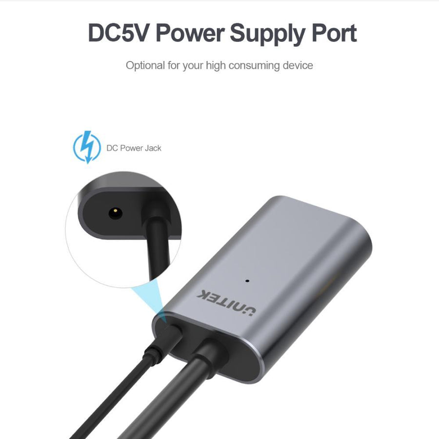Unitek Y-3004 - 5m USB 3.0 Extension Cable w/ Built-in Extension Chipset. Aluminium Designed Housing