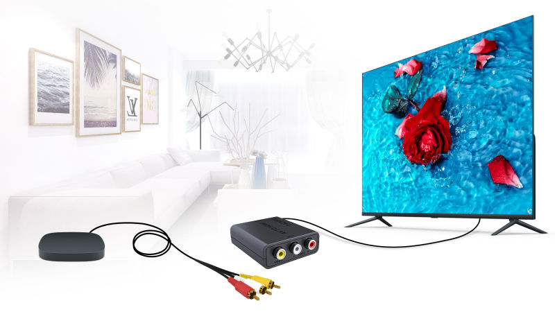 LENKENG LKV3065 - RCA to HDMI Converter. Instantly Converts Upscales AV Media to HDMI @720P/1080P