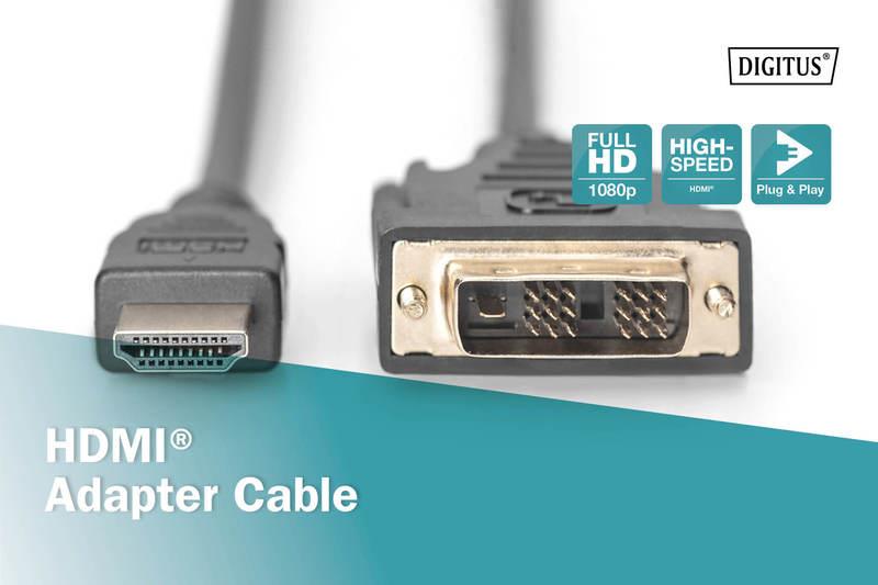 AK-330300-020-S - Digitus HDMI v1.3 (M) to DVI-D (M) Monitor Cable 2.0m