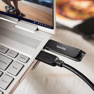SDCZ460-064G-G46 - SANDISK ULTRA USB TYPE-C FLASH DRIVE, CZ460 64GB, USB TYPE C 3.1, BLACK, SUPER-THIN RETRACTABLE, 5Y