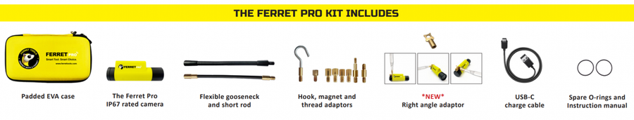 FERRET CFWF50A2 - Pro - Multipurpose Wireless Inspection Camera & Pulling Tool Kit. 720p HD Streaming.