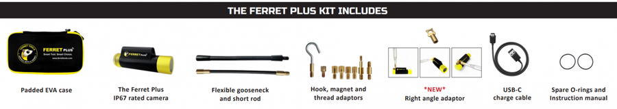 FERRET CFWF50P - Plus - Multipurpose Wireless Inspection Camera & Pulling Tool Kit. 720p HD Streaming.