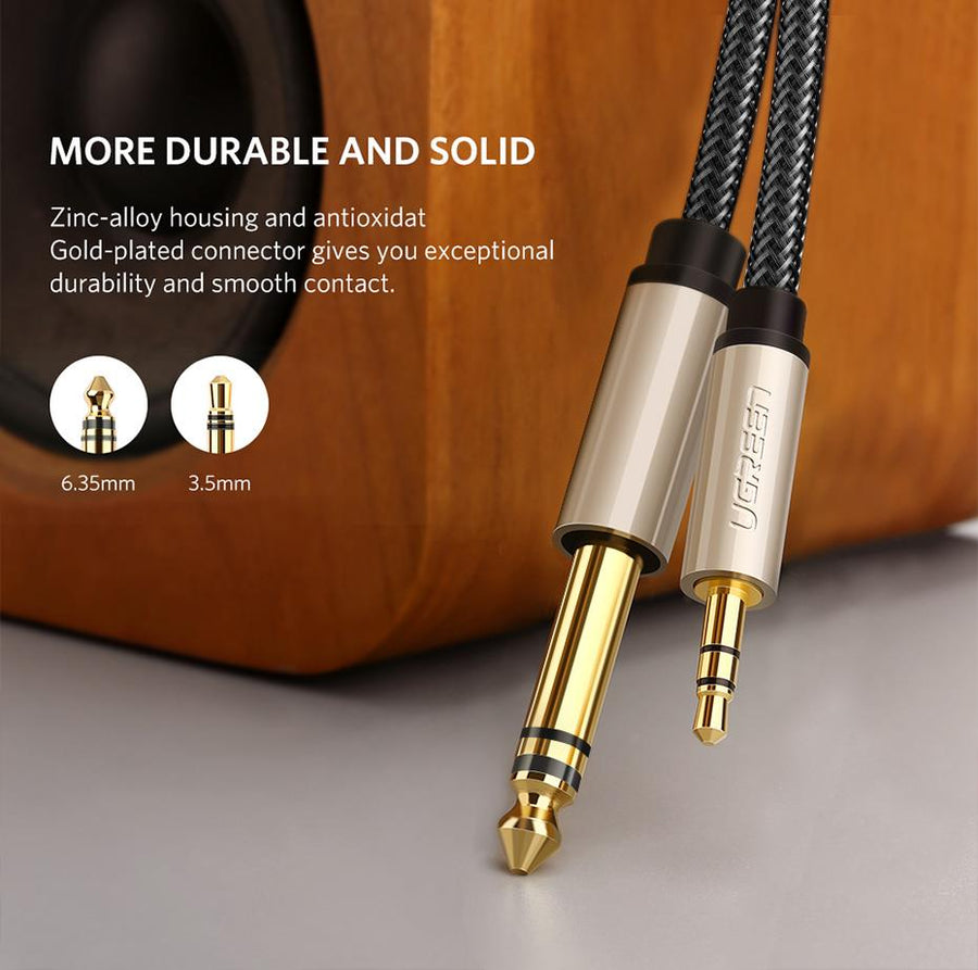 UG-10628 - UGREEN 3.5 to 6.35 TRS Stereo Audio Cable 2m (Gray)