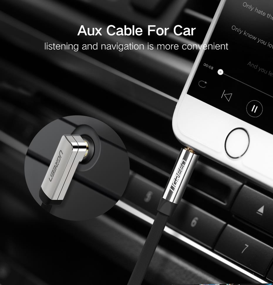 UG-10729 - Ugreen 3.5 Male To Male Angled Flat Cable 5M