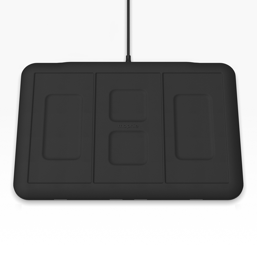 Mophie 4-in-1 Wireless Charging Mat Black, Wirelessly Charge up to 4 Devices, Intuitive Design, Eliminate Cable Clutter, Stylish Fabric Finish,