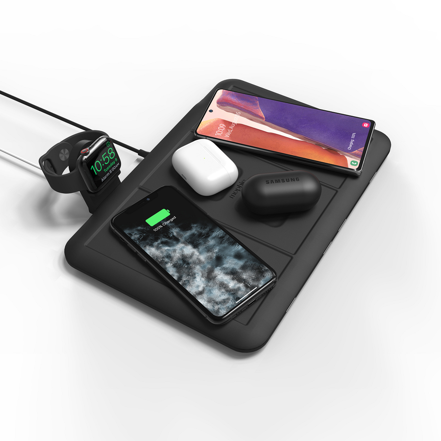 Mophie 4-in-1 Wireless Charging Mat Black, Wirelessly Charge up to 4 Devices, Intuitive Design, Eliminate Cable Clutter, Stylish Fabric Finish,