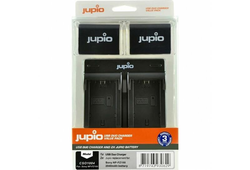 CSO1004V3 - JUPIO BATTERY CHARGER KIT DUAL 2X NP-FZ100 2040MAH FOR SONY ALPHA DIGITAL CAMERAS