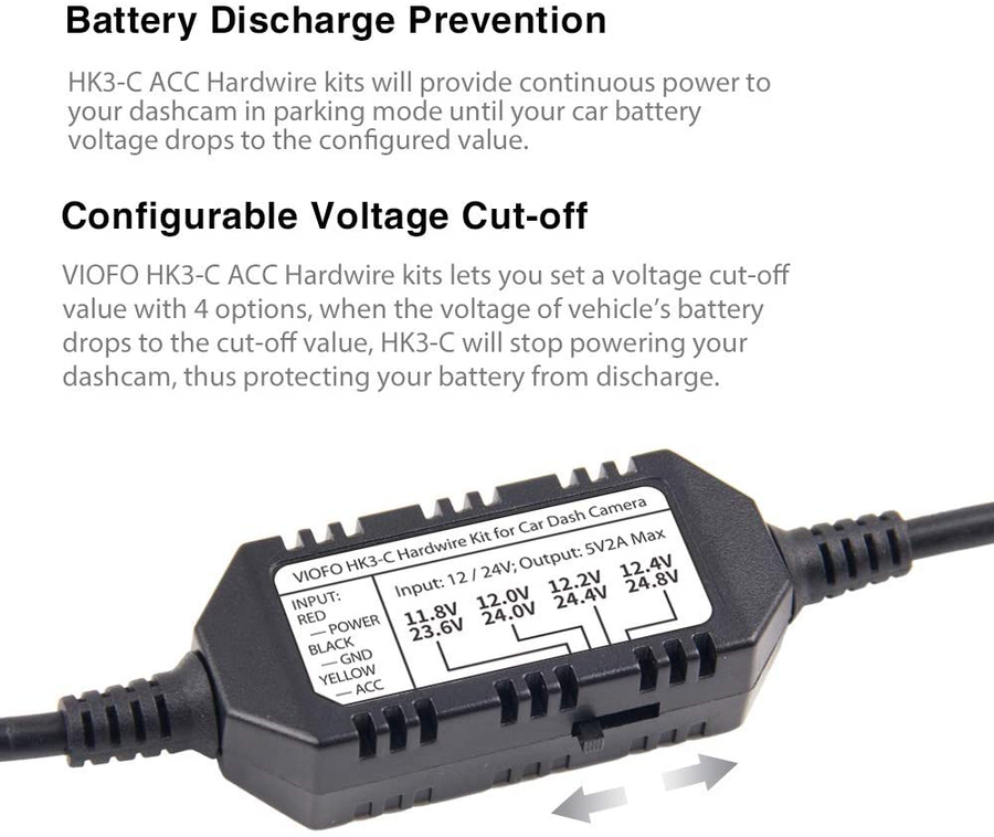 HK3-C - VIOFO 3-DRAHT-ANSCHLUSSKABEL (USB-C) FÜR A139/A139 PRO
