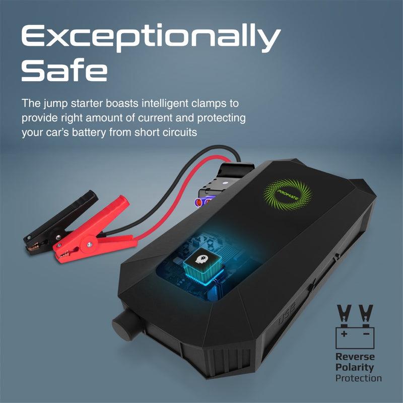 Promate HEXABOLT-20 - 19000mAh Jump Starter Power Bank. 1500A/12V Peak Current Port LED Flashlight Wireless