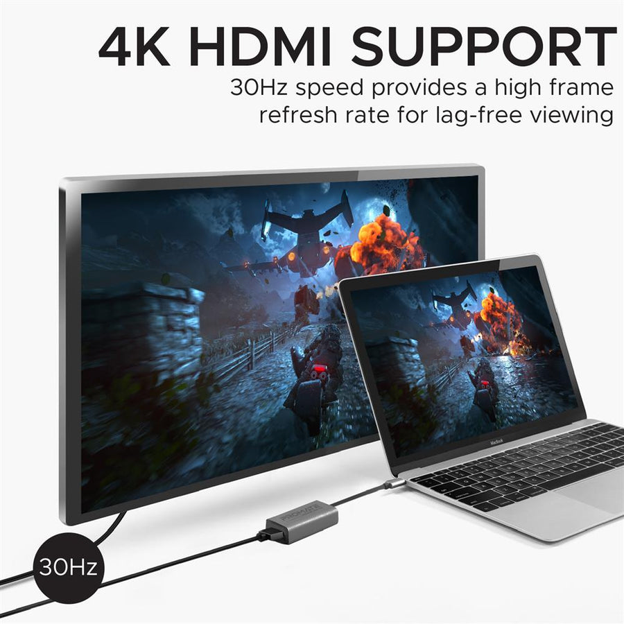 Promate MEDIALINK-H1 - USB-C to HDMI Adapter. Supports up to 4K@30Hz. Plug & Play. Input: USB-C Output: