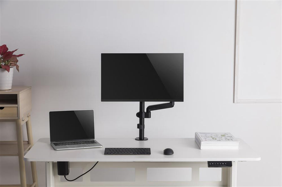BRATECK LDT48-C012 - 17''-32'' Pole-Mounted Gas Spring Single Monitor Desk Bracket w/ Detachable Plate
