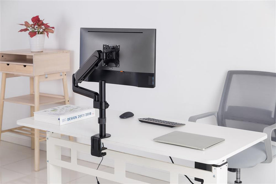 BRATECK LDT48-C012 - 17''-32'' Pole-Mounted Gas Spring Single Monitor Desk Bracket w/ Detachable Plate
