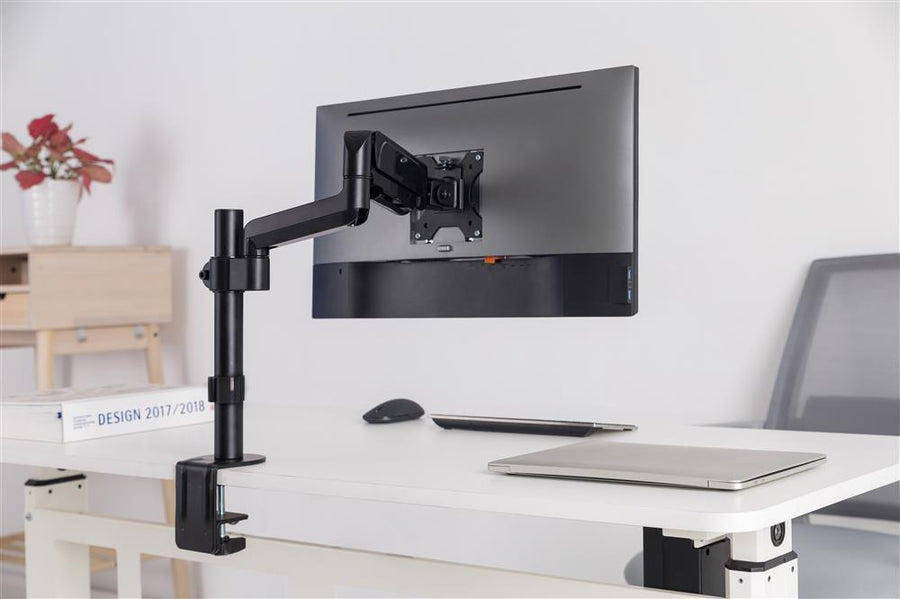 BRATECK LDT48-C012 - 17''-32'' Pole-Mounted Gas Spring Single Monitor Desk Bracket w/ Detachable Plate