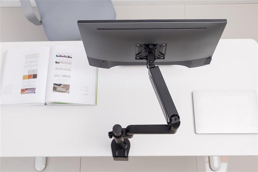 BRATECK LDT48-C012 - 17''-32'' Pole-Mounted Gas Spring Single Monitor Desk Bracket w/ Detachable Plate