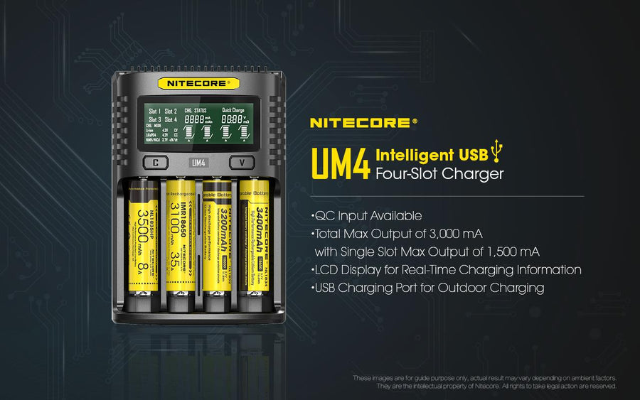 UM4 - NITECORE INTELLIGENT BATTERY CHARGER USB FOUR SLOT CHARGER