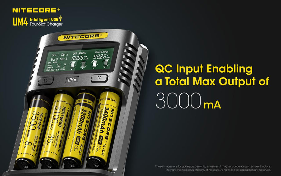 UM4 - NITECORE INTELLIGENT BATTERY CHARGER USB FOUR SLOT CHARGER