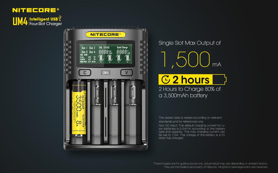 UM4 - NITECORE INTELLIGENT BATTERY CHARGER USB FOUR SLOT CHARGER