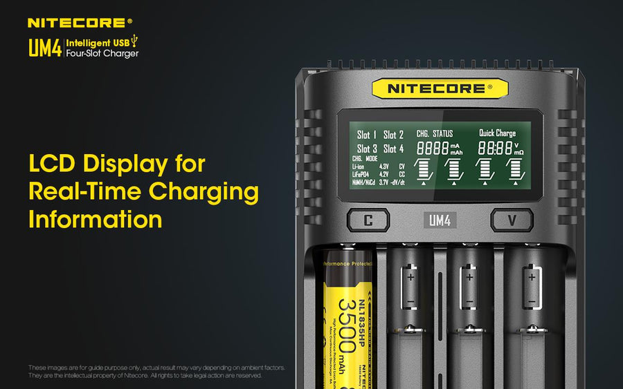 UM4 - NITECORE INTELLIGENT BATTERY CHARGER USB FOUR SLOT CHARGER