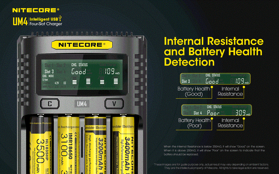UM4 - NITECORE INTELLIGENT BATTERY CHARGER USB FOUR SLOT CHARGER