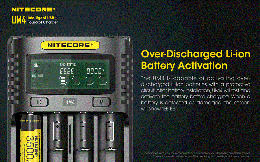UM4 - NITECORE INTELLIGENT BATTERY CHARGER USB FOUR SLOT CHARGER