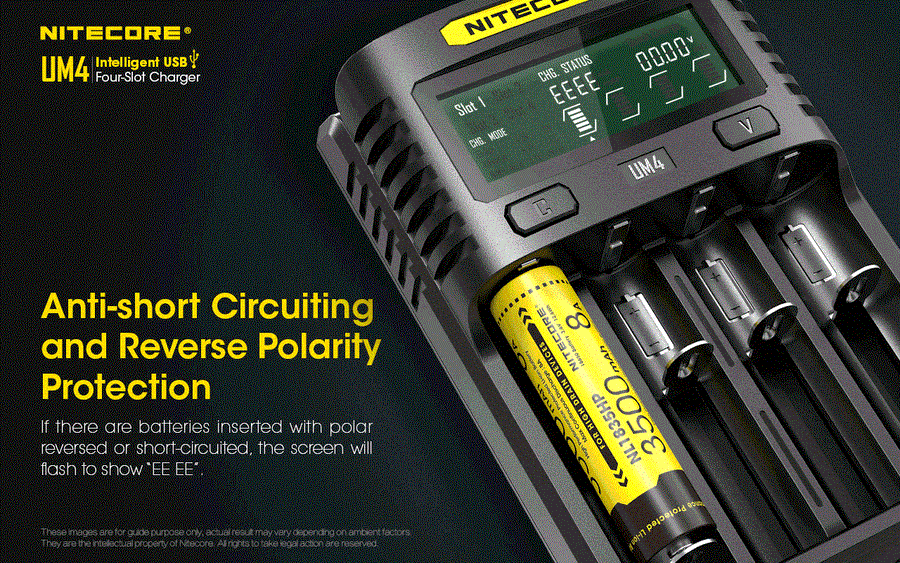 UM4 - NITECORE INTELLIGENT BATTERY CHARGER USB FOUR SLOT CHARGER