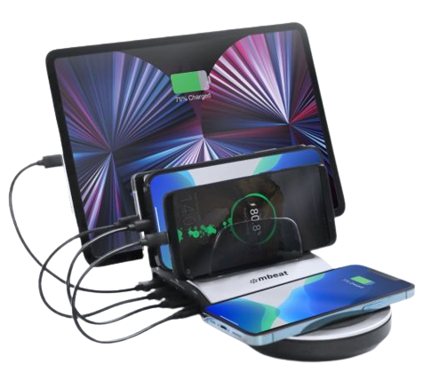 MB-UWC-5K - mbeat Multi Device Gorilla Charge Dock, Power 50W Qi Certified USB & Wireless Charging Dock