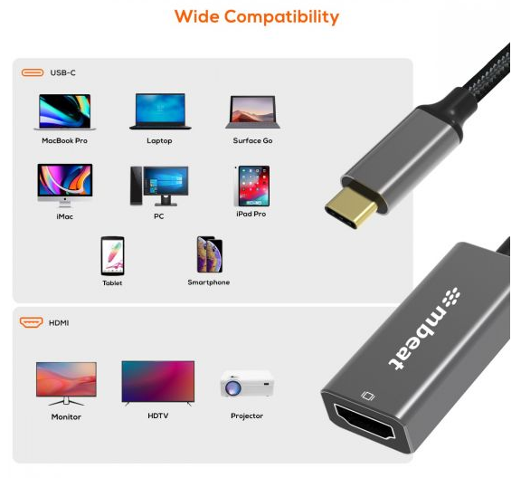 MB-XAD-CHDM - mbeat Tough Link USB-C-auf-HDMI-Adapter - Space Grey