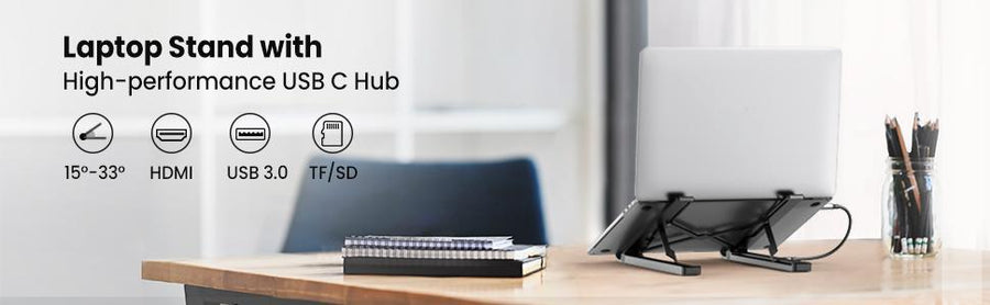 UG-80551 - UGREEN Travel Laptop Stand Docking Station 5 in 1 2  USB3.0 1  HDMI SD TF