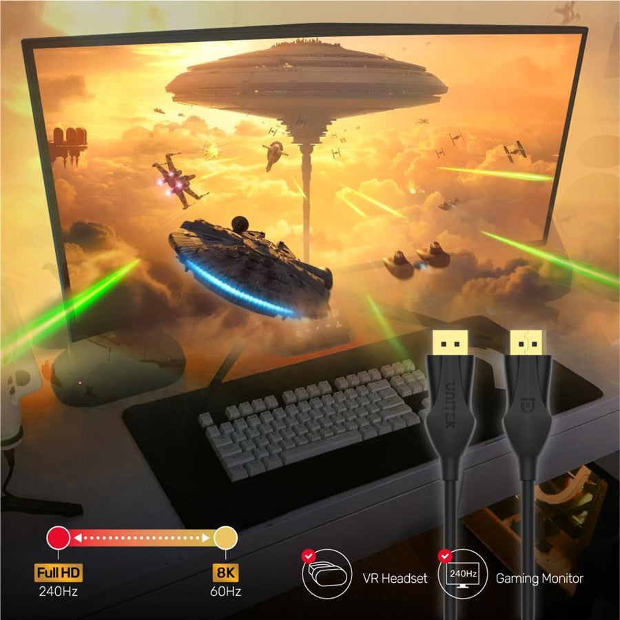 C1624BK-3M - 3m DisplayPort V1.4 Kabel unterstützt 8K@60Hz 4K@144Hz & 1440p@240Hz 32.4Gbps
