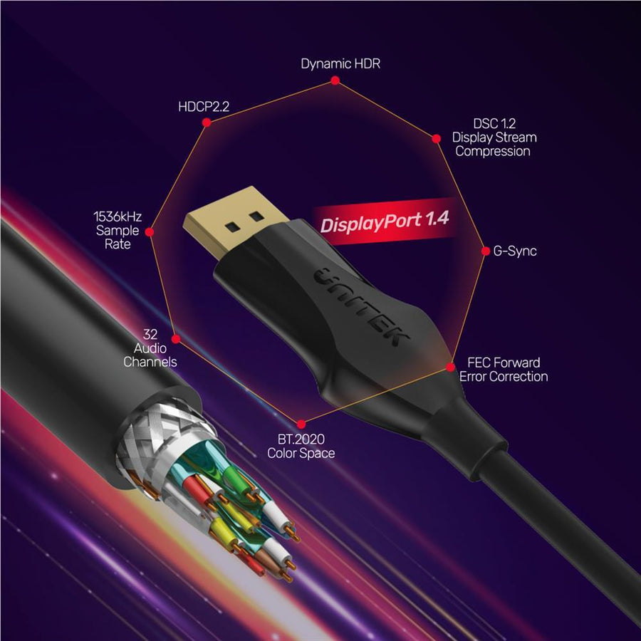 C1624BK-3M - 3m DisplayPort V1.4 Kabel unterstützt 8K@60Hz 4K@144Hz & 1440p@240Hz 32.4Gbps