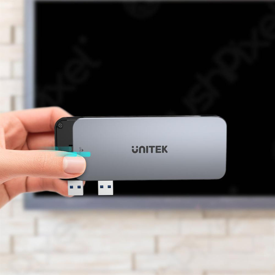 Unitek S1224A - PS5 External Storage. Dual USB-A 10G to M2 PCIe/NVMe Enclosure. Grey