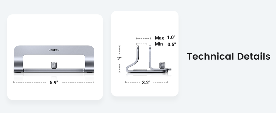UG-20471 - UGREEN Vertical Laptop Stand for Apple Macbook and Laptop