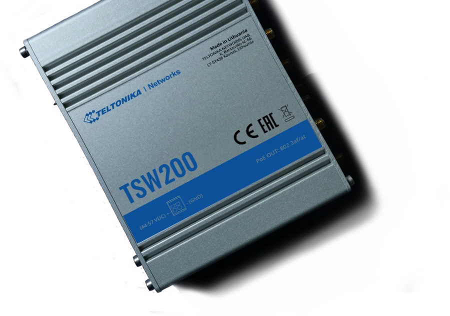 Teltonika TSW200 - 8-Port Industrial Gigabit Ethernet PoE+ Switch with 2x SFP (no PSU)