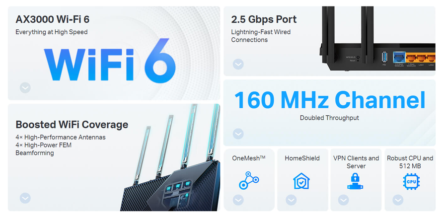 TP-Link Archer AX55 Pro (AX3000) Dual-Band WiFi 6 Router