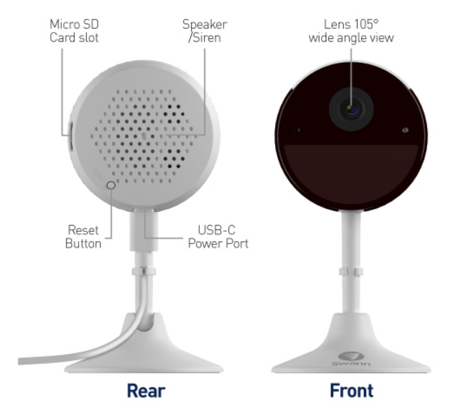 SWIFI-2KICAM-AU - Swann 2K Indoor Wi-Fi Security Camera - 1 Pack