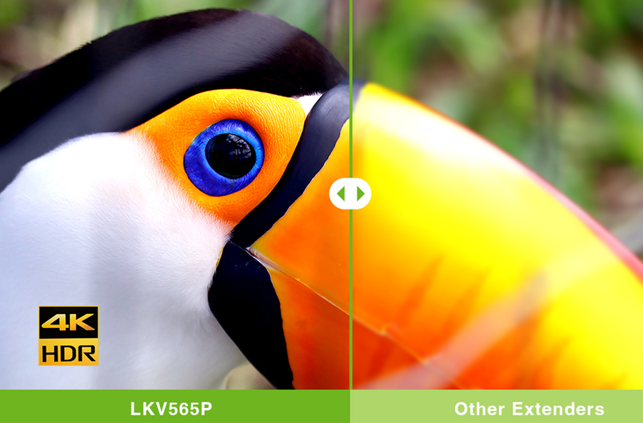 LENKENG LKV565P - HDMI 2.0 Extender over Cat6/6e Kit w/ PoC for Rx. Supports up to 4K@60Hz. Zero