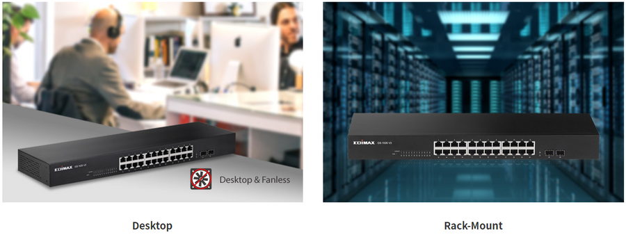 EDIMAX GS-1026V3 - 24 Port Gigabit Rack-Mount Unmanaged Switch 2 SFP Ports