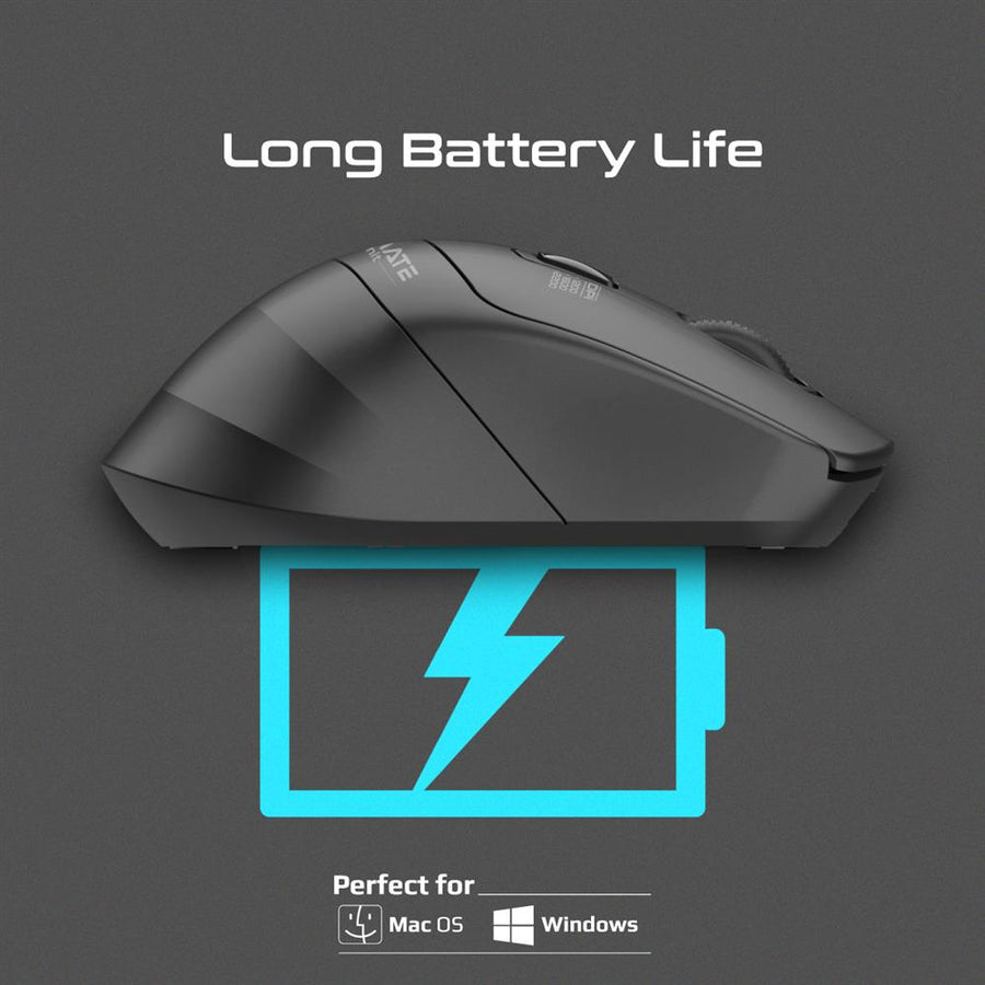 Promate SAMIT-BLK - Ergonomic Silent Click Wireless Mouse up to 2200 DPI. 10m Working Range. Plug & Play