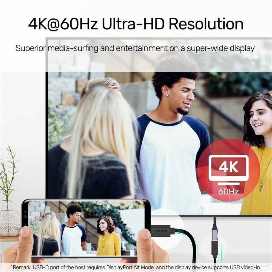 Unitek C14086BK-1M - 1m USB-C 3.1 Male to Female Extension Cable. up to 4K@60Hz 100W/20V 5A Power