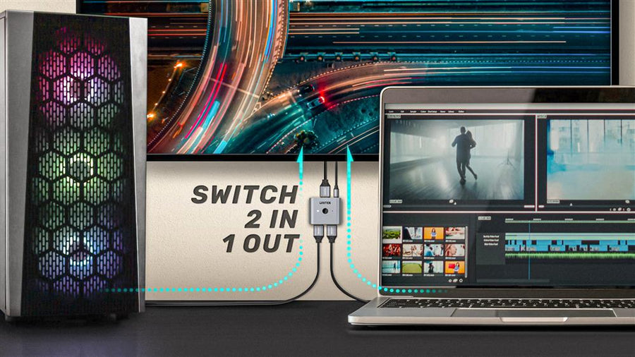 Unitek V1163A - HDMI Bi-directional Switch. Supports up to 8K@60Hz UHD. 2-in-1-Out & 1-in-2-Out.