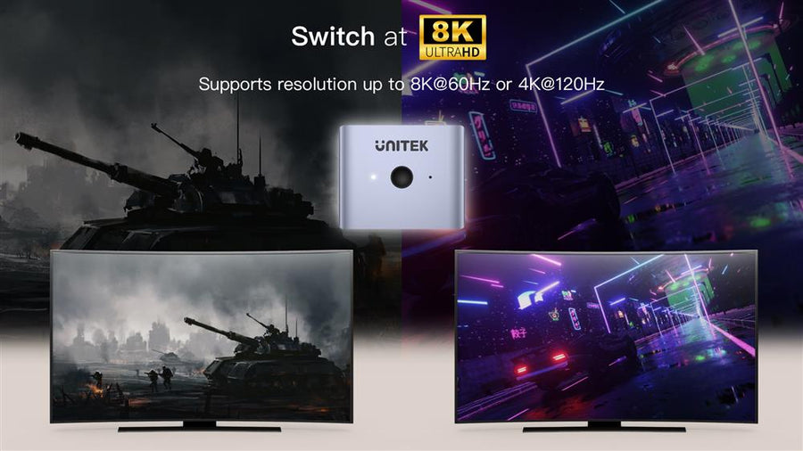 Unitek V1163A - HDMI Bi-directional Switch. Supports up to 8K@60Hz UHD. 2-in-1-Out & 1-in-2-Out.