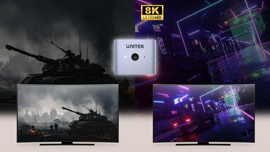 Unitek  V1609A 8K DisplayPort Bidirectional Switch with 2-In-1-Out or 1-in-2-Out - Space Grey