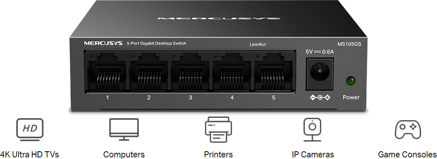 TP-Link MS105GS - Mercusys MS105GS 5-Port-Gigabit-Switch Stahlgehäuse