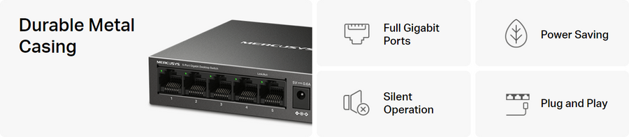 TP-Link MS105GS - Mercusys MS105GS 5-Port-Gigabit-Switch Stahlgehäuse