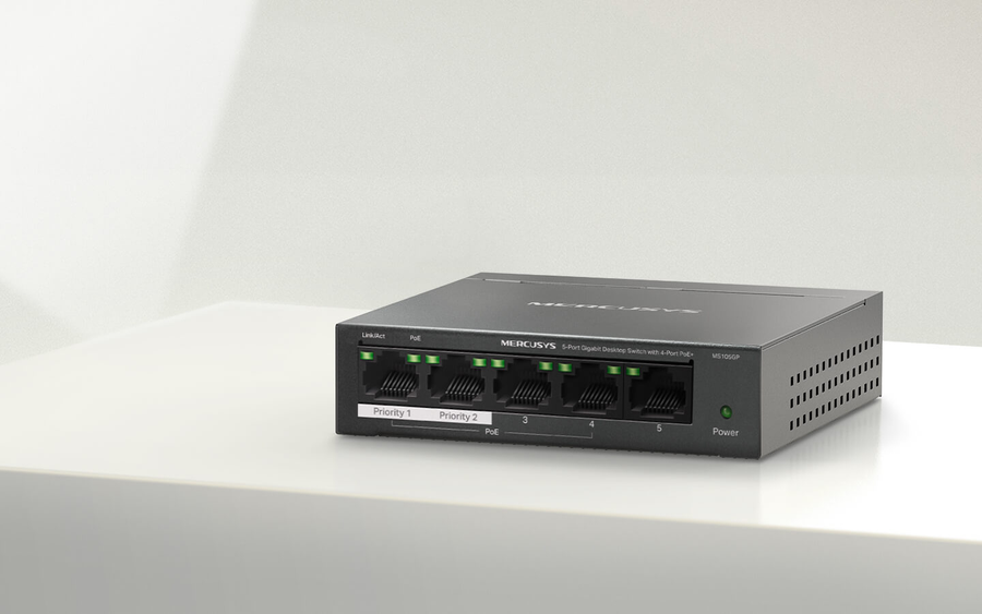 TP-Link MS105GP - Mercusys MS105GP 5 Port Gigabit Switch Steel Case 4x PoE+