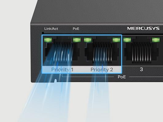 TP-Link MS105GP - Mercusys MS105GP 5 Port Gigabit Switch Steel Case 4x PoE+