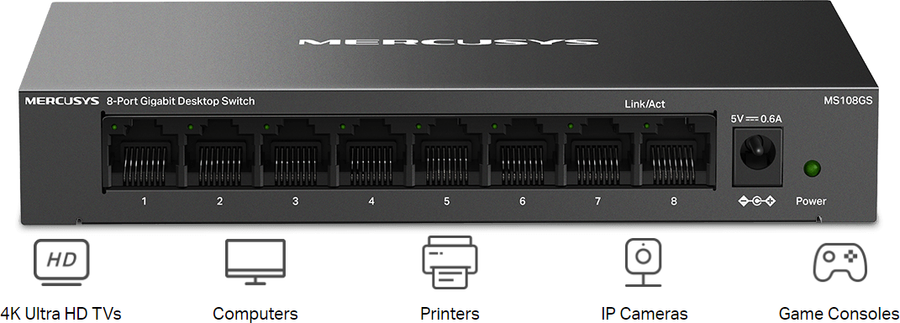 TP-Link MS108GS - Mercusys MS108GS 8-Port-Gigabit-Switch Stahlgehäuse