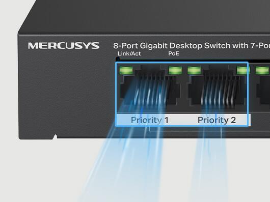 TP-Link MS108GP - Mercusys MS108GP 8 Port Gigabit Switch Steel Case 7x PoE+