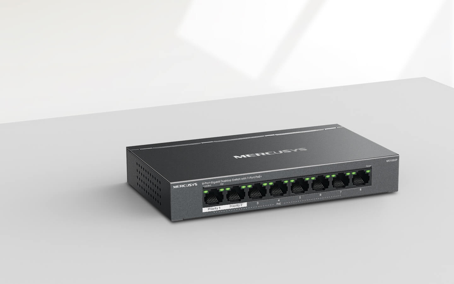 TP-Link MS108GP - Mercusys MS108GP 8 Port Gigabit Switch Steel Case 7x PoE+
