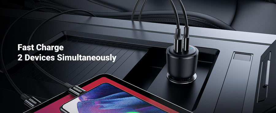 UG-35023 - UGREEN PD 63W Kfz-Ladegerät - USB-C & USB-A - PSS 45W Super Fast Charging 2.0 + QC 18W - Dual-Port Ladegerät